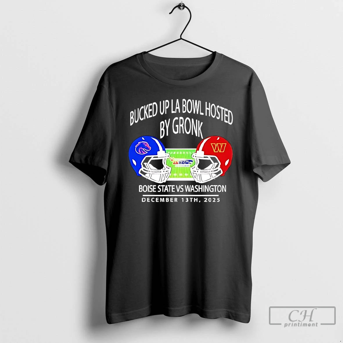 Classic Boise State Broncos Vs Washington Huskies 2025 Bucked Up La Bowl Helmets T Shirts