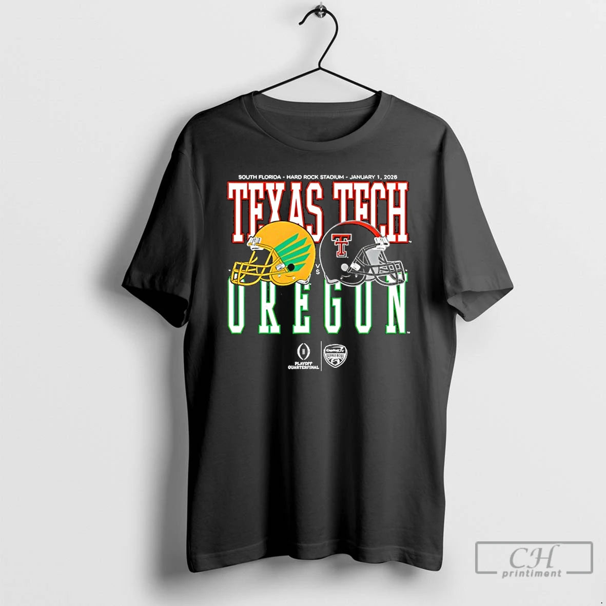 Classic Capital One Orange Bowl 2026 Oregon Vs Texas Tech Helmet Matchup T Shirts Sweater