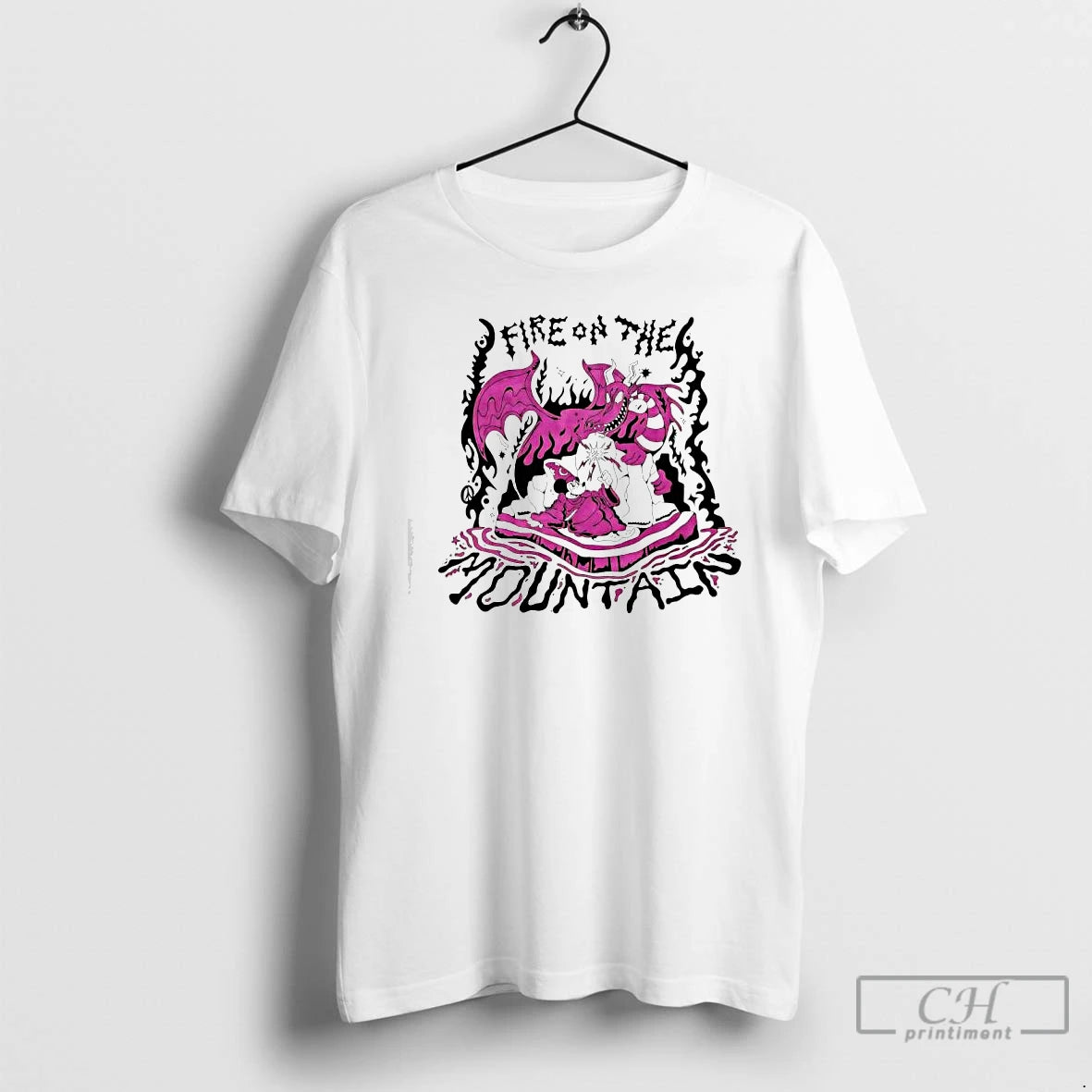 Classic Fire On The Mountain Wizard And Dragon Graphic