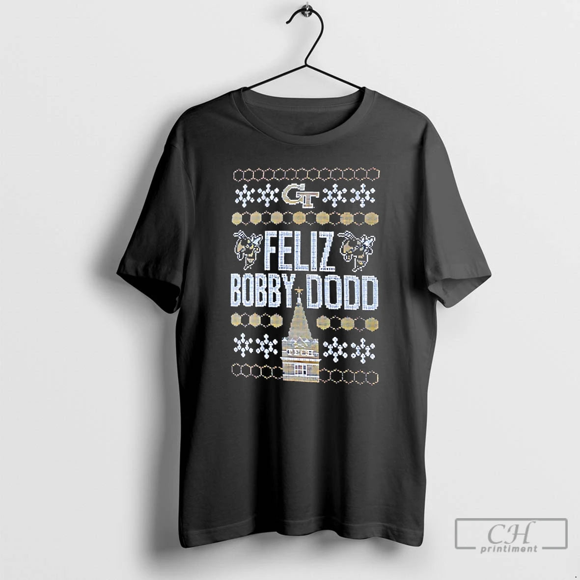 Classic Georgia Tech Yellow Jackets Feliz Bobby Dodd Ugly Christmas
