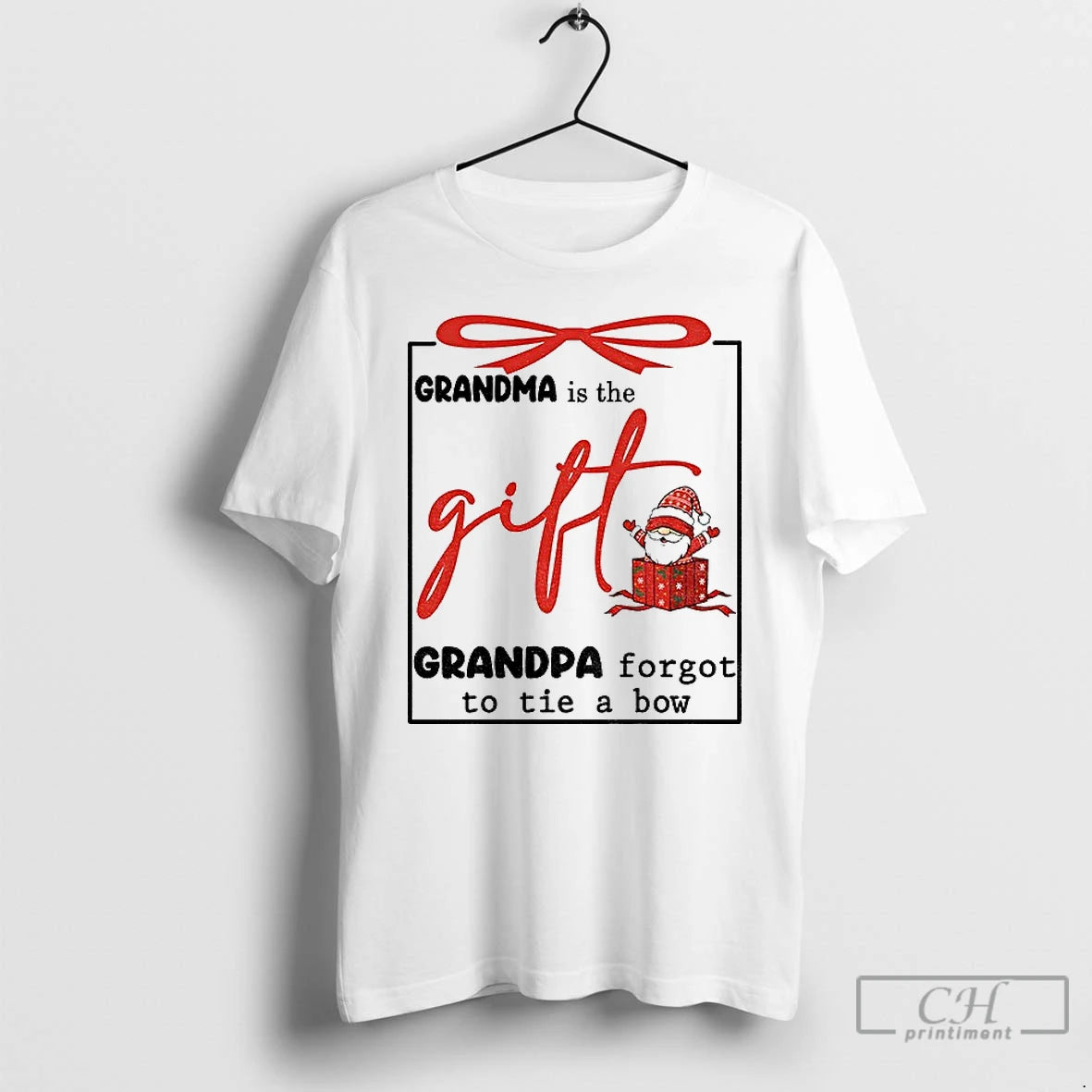 Classic Gnome Grandma Is The Gift Grandpa Forgot To Tie A Bow Christmas T Shirts