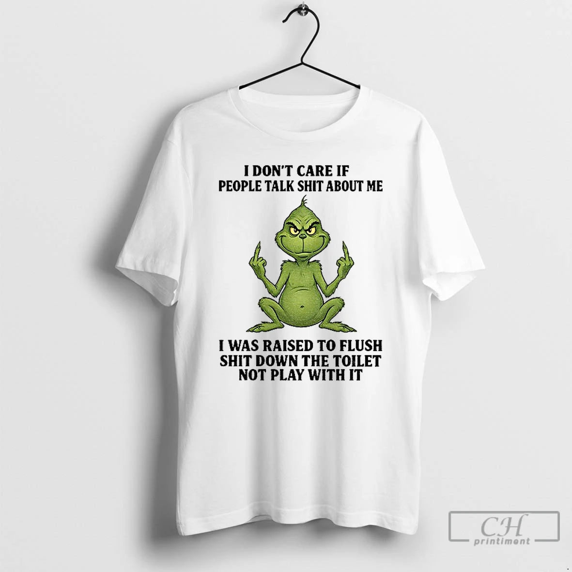 Classic Grinch Santa Middle Finger I Dont Care If People Talk Shit About Me