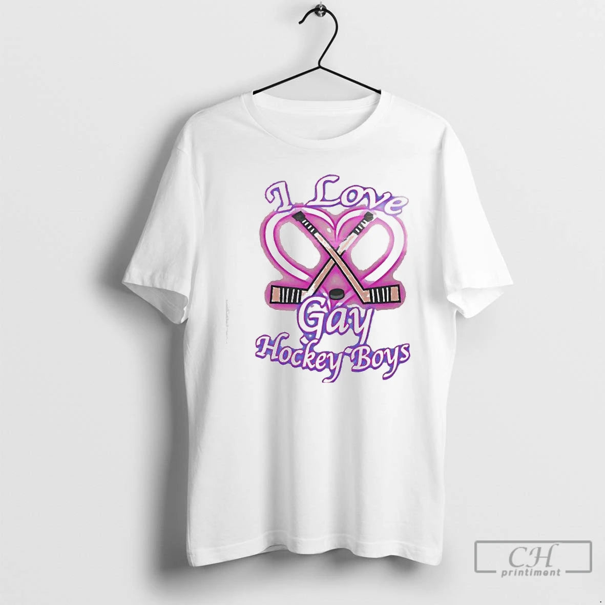 Classic I Love Gay Hockey Boys Airbrushed Design