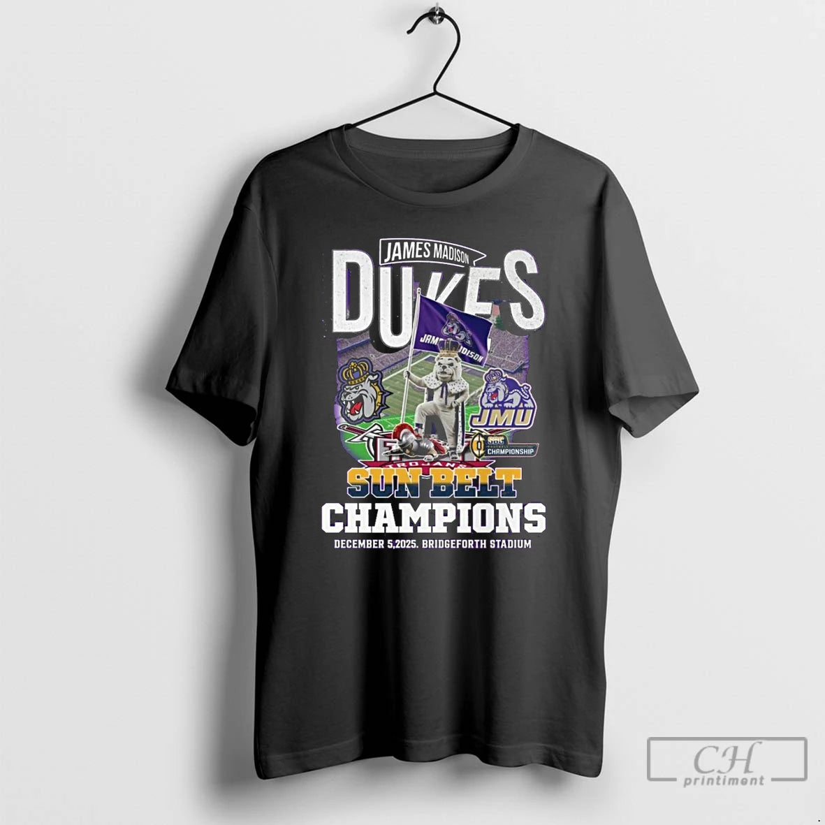 Classic James Madison Dukes Sun Belt Champions 2025 Mascot