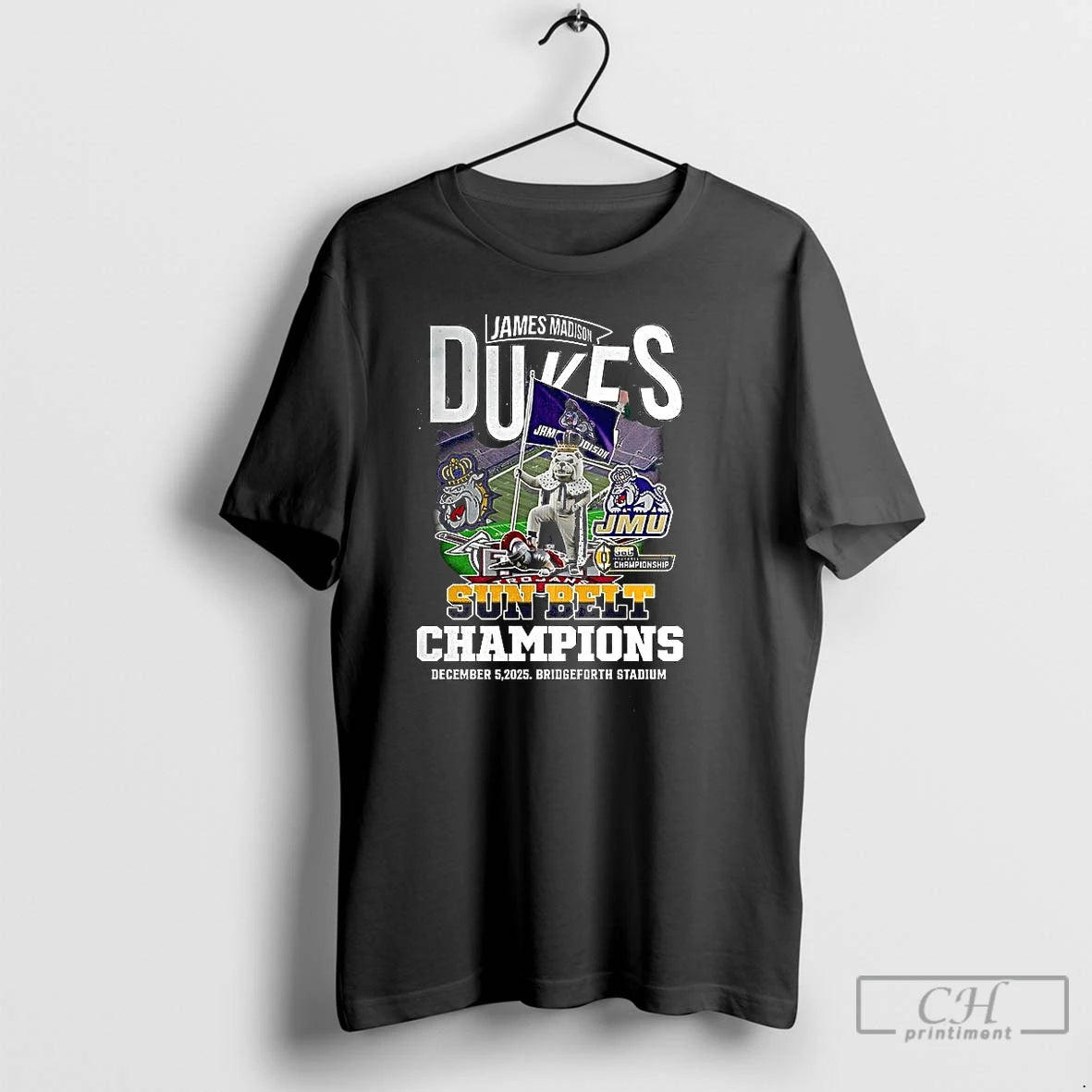 Classic James Madison Dukes Beat Troy Trojans Sun Belt Champions 2025 Mascot T Shirts Sweater