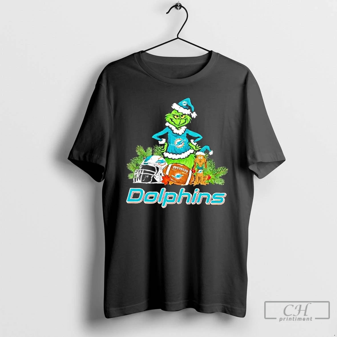 Classic Miami Dolphins Football X Grinch Merry Christmas Graphic