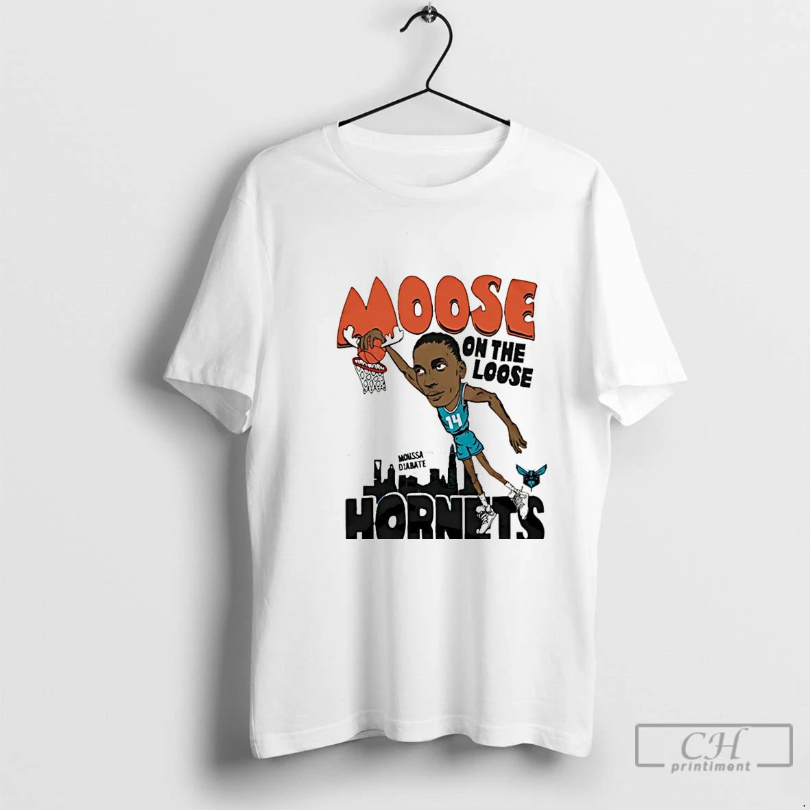 Classic Moussa Diabate Moose On The Loose Charlotte Hornets Caricature Christmas