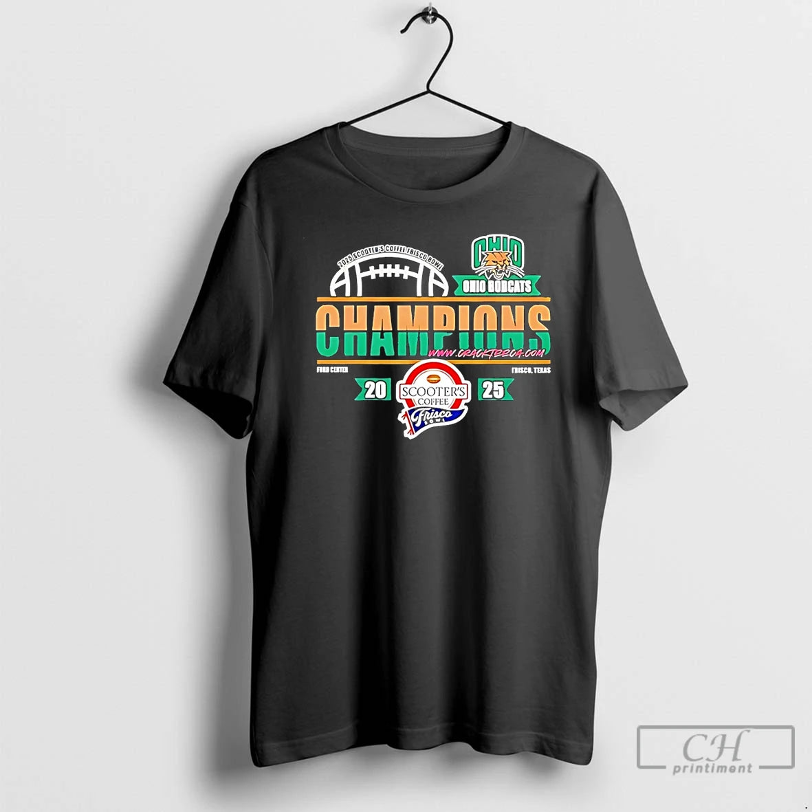 Classic Ohio Bobcats 2025 Scooters Coffee Frisco Bowl Champions Logo