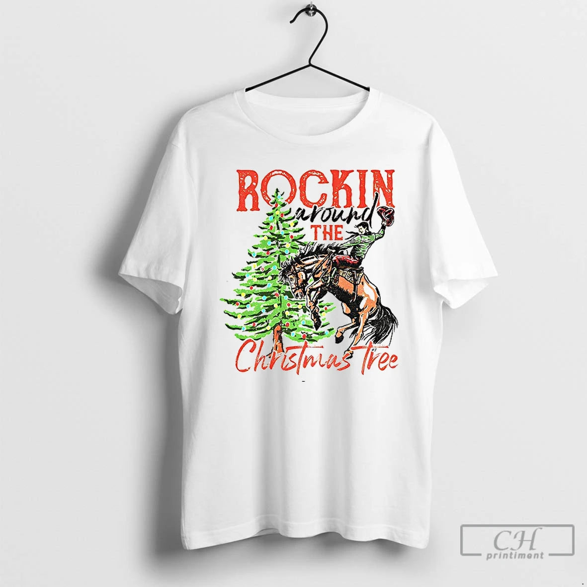 Classic Rockin Around The Christmas Tree Cowboy Country Retro