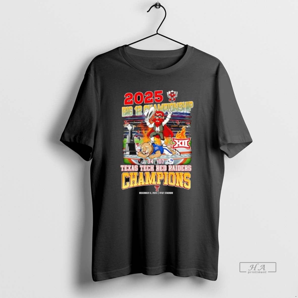 Official Texas Tech Red Raiders Big 12 Champions 34 07 Score Att Stadium On December
