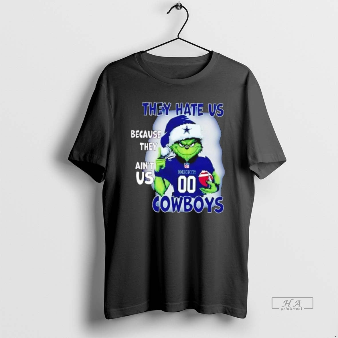 Official They Hate Us Because They Aint Us Dallas Cowboys Grinch Santa