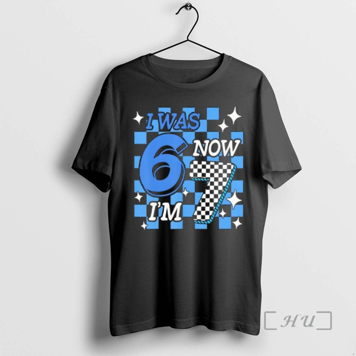 Officials Blue Checkered Birthday Boy I Was 6 Now Im 7 Premium T Shirts Sweater