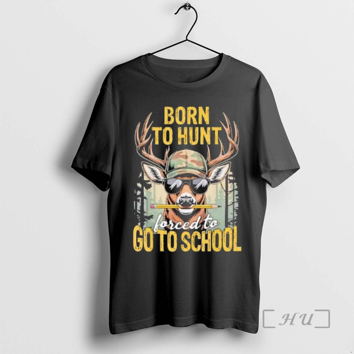 Officials Camo Deer Hunting Holding Pencil Born Hunt Forced To Go To School Retro Premium