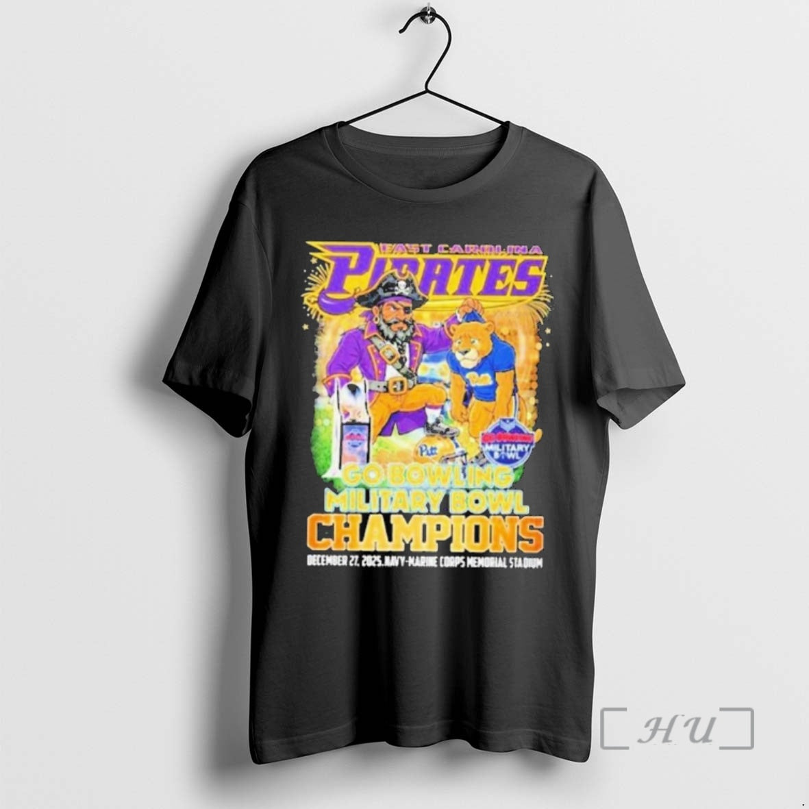 Officials East Carolina Pirates Victory Pitt Panthers 2025 Go Bowling Military Bowl Champions Mascot Premium