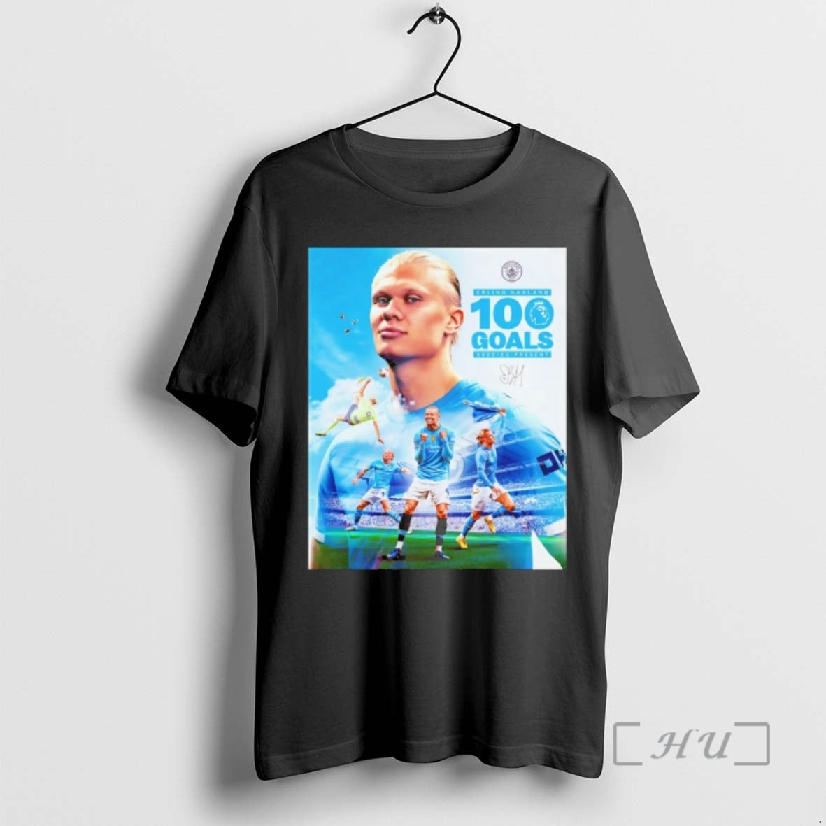 Officials Erling Haaland 100 Goals Premier League 2022 2023 Present Signature Premium T Shirts Sweater