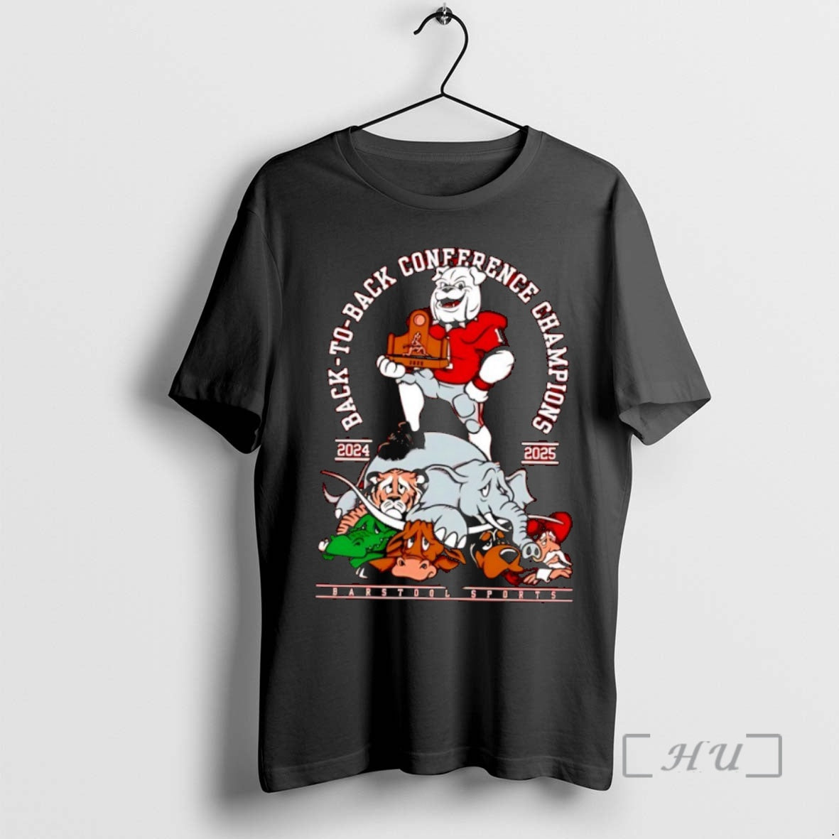 Officials Georgia Bulldogs 2024 2025 Back To Back Conference Champions Mascot Premium T Shirts Sweater