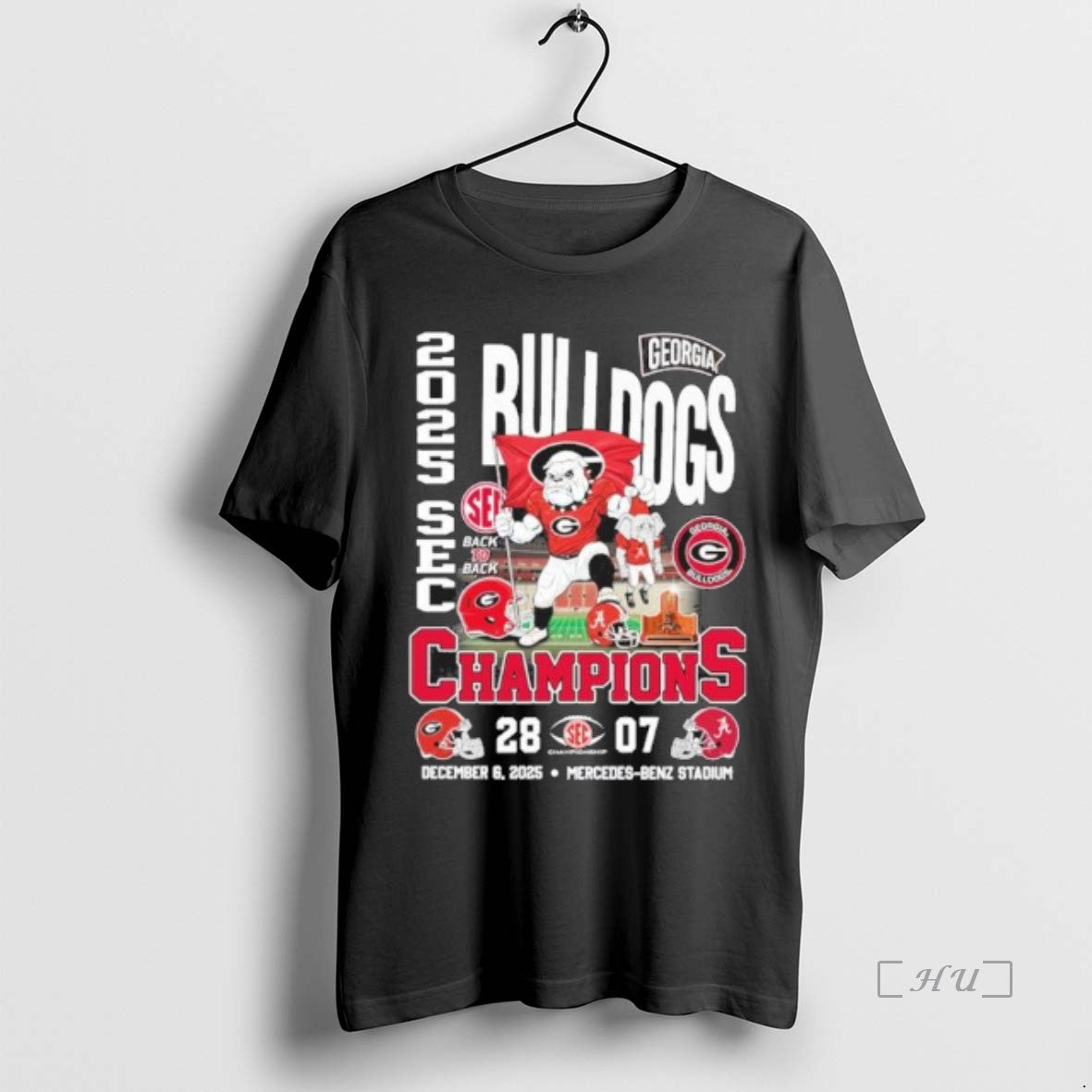 Officials Georgia Bulldogs Mascot 2025 Sec Conference Champions 28 7 Score Premium T Shirts Sweater