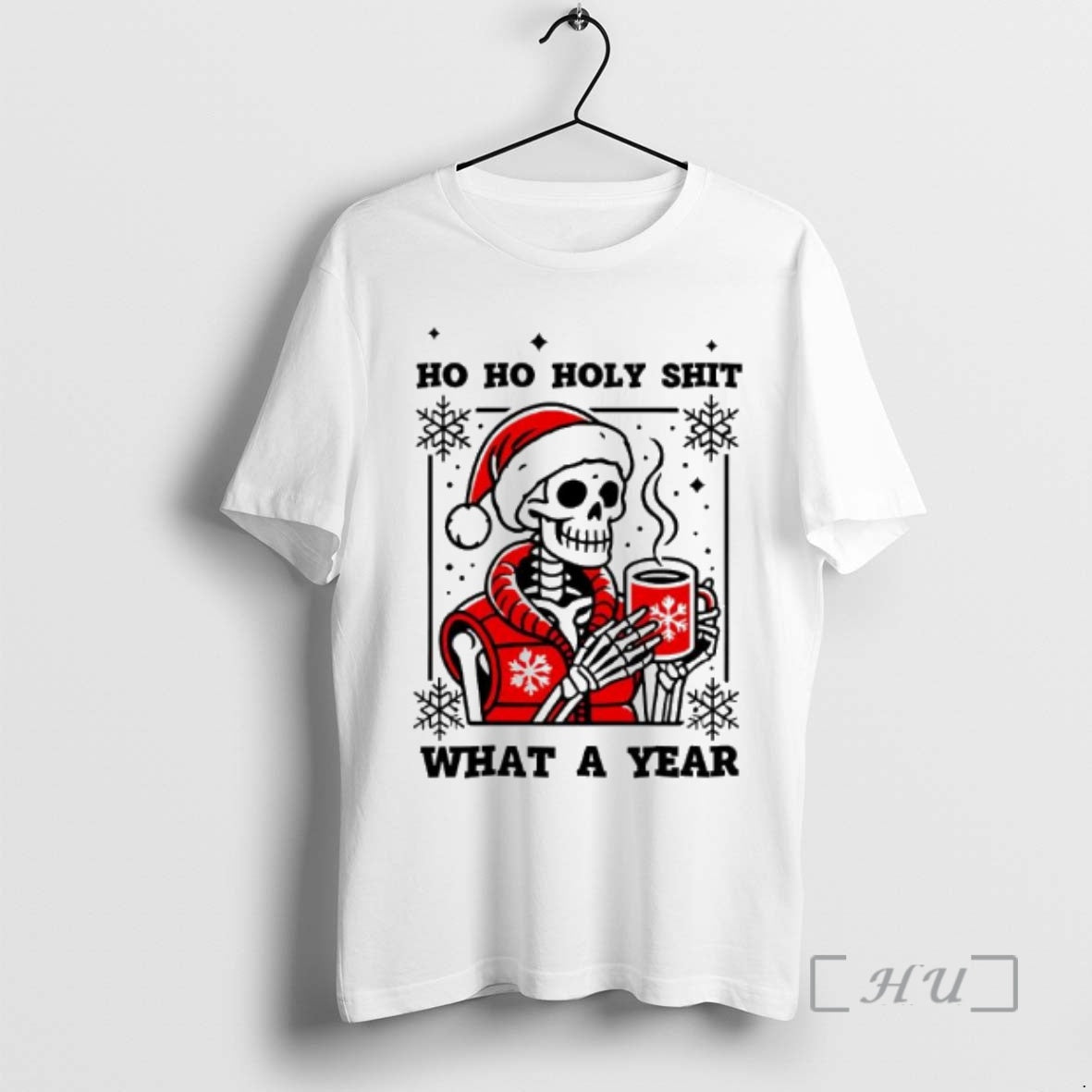 Officials Ho Ho Holy Shit What A Year Christmas Skeleton Graphic Premium T Shirts Sweater