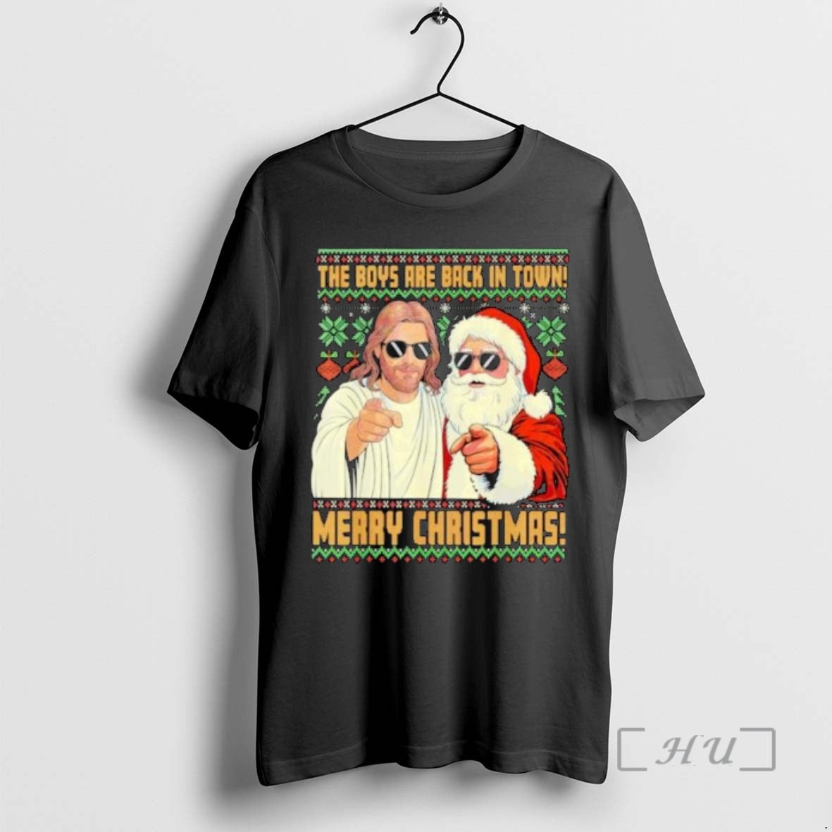 Officials Jesus Santa The Boys Are Back In Town Merry Christmas Circle Black Premium
