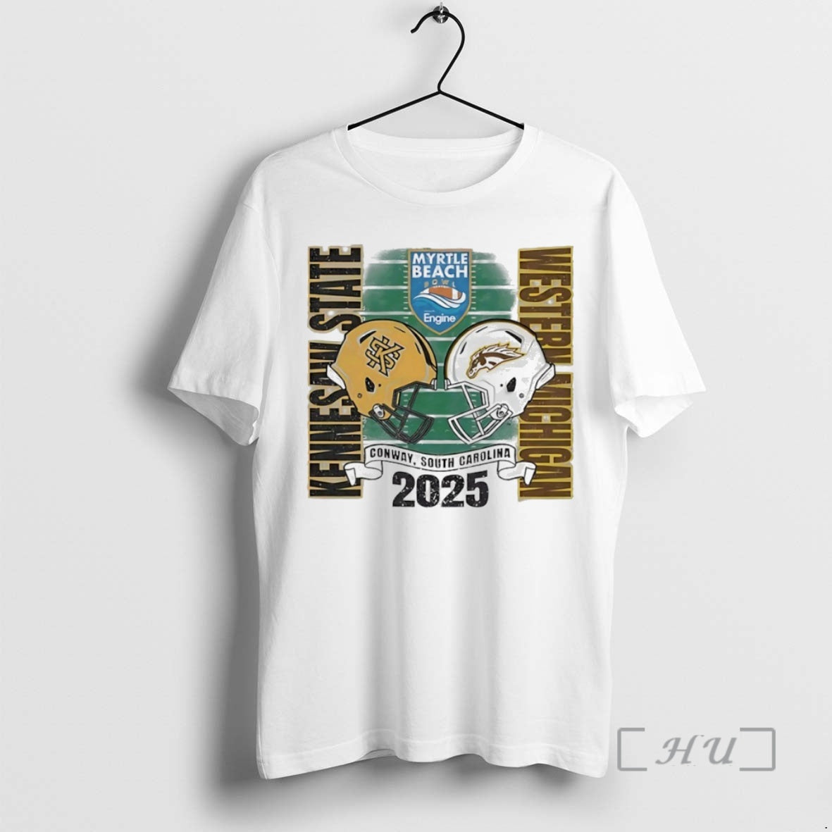 Officials Kennesaw State Owls Vs Western Michigan Broncos 2025 Myrtle Beach Bowl Helmet Circle Premium