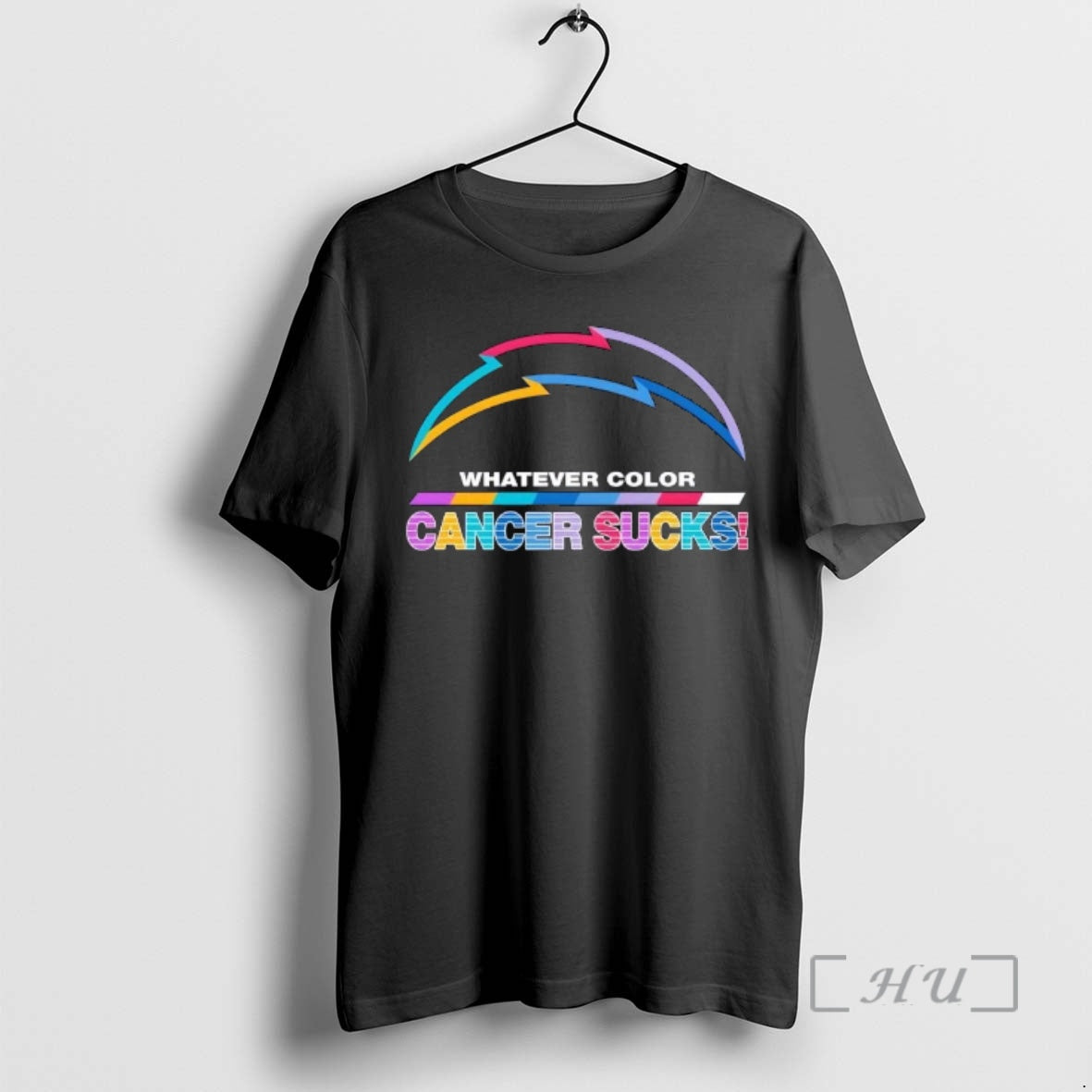 Officials Los Angeles Chargers Football Whatever Color Cancer Sucks Logo Colors Premium T Shirts Sweater