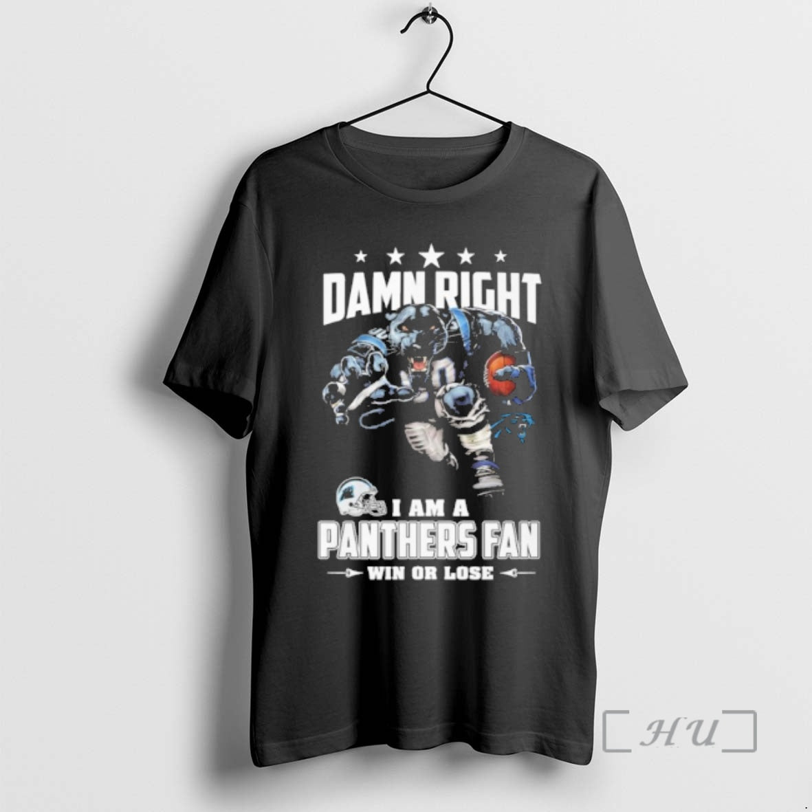Officials Mascot Damn Right I Am A Panthers Fan Win Or Lose Premium T Shirts