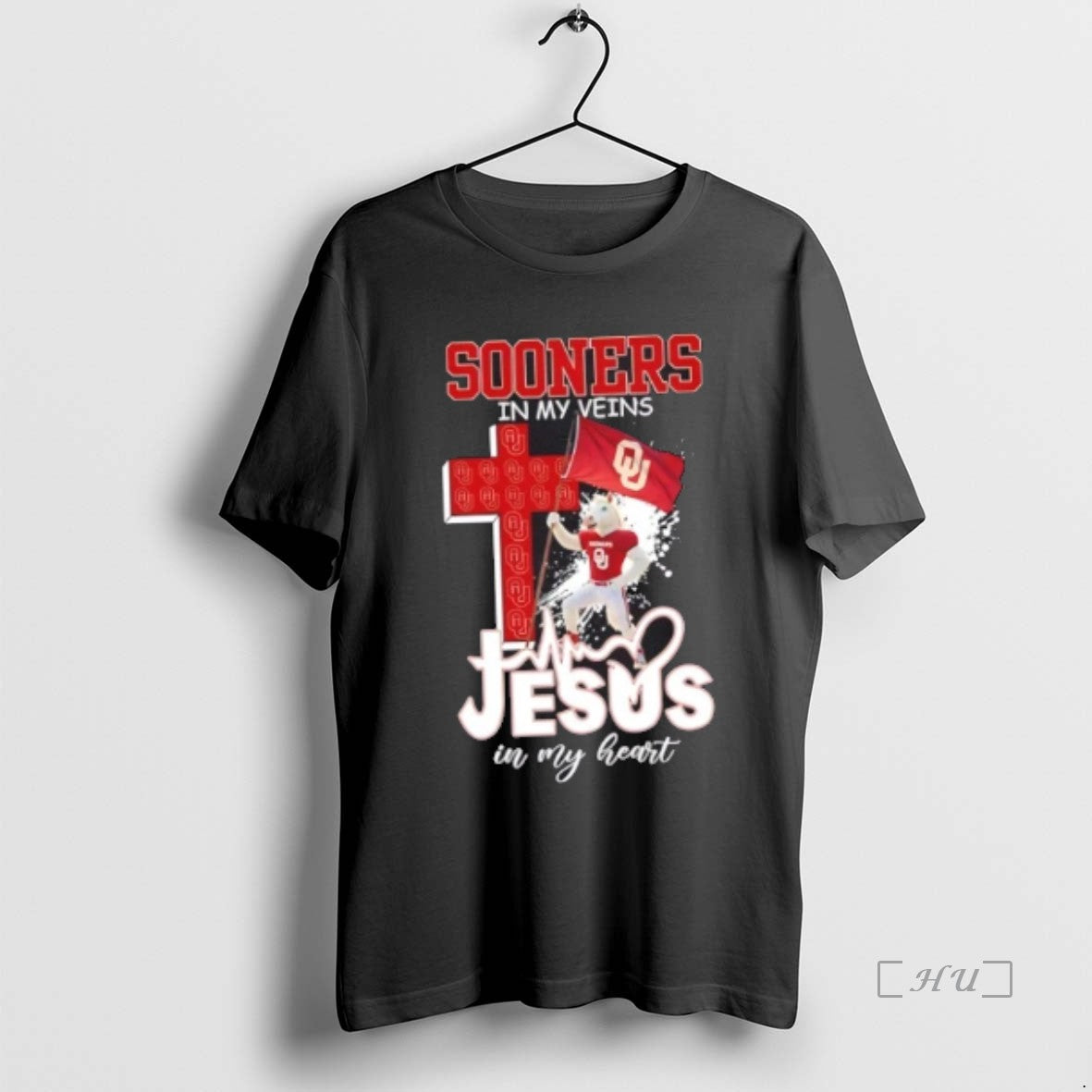Officials Mascots Oklahoma Sooners Flag In My Veins Jesus In My Heart Premium T Shirts