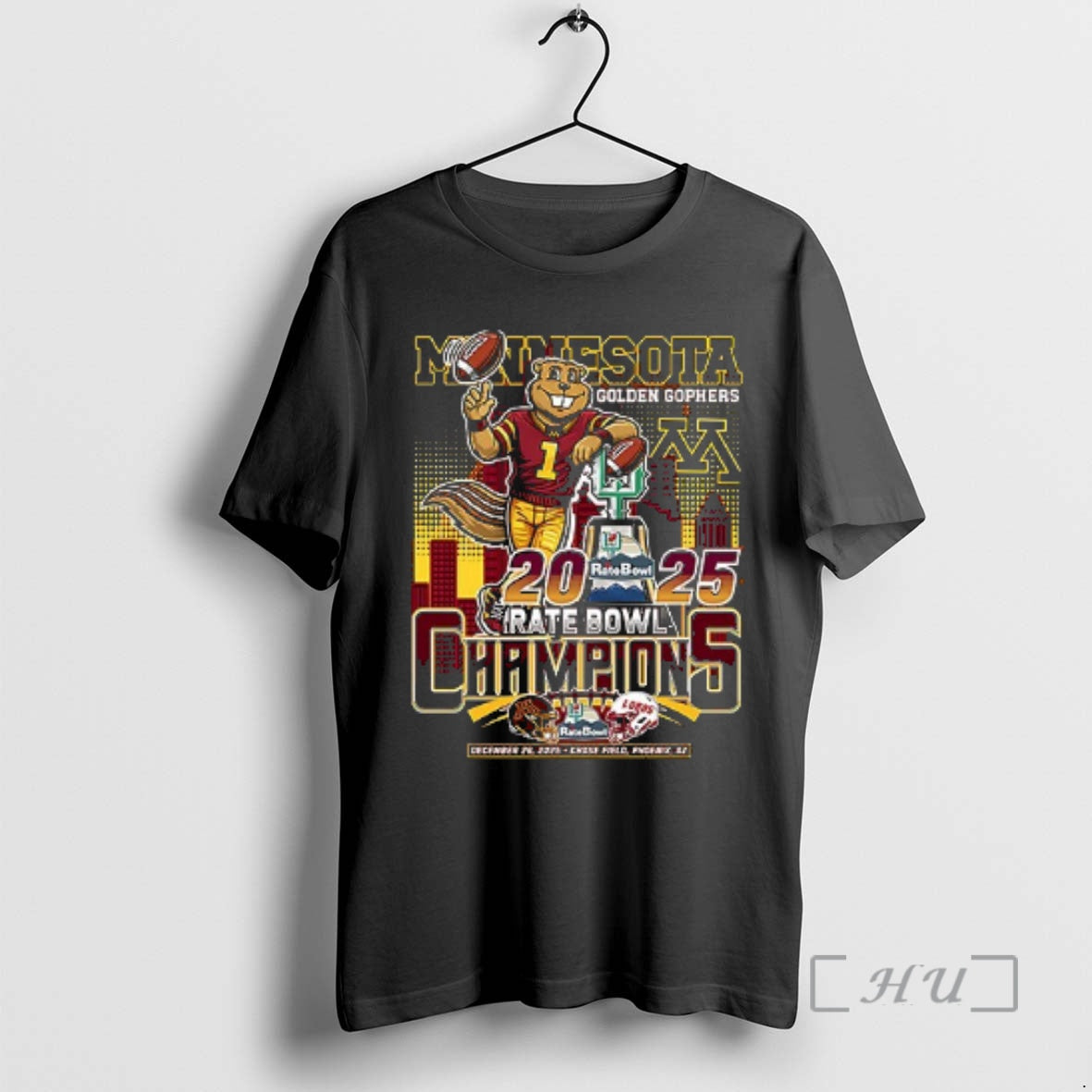 Officials Minnesota Golden Gophers Rate Bowl Champions 2025 Name Roster Mascot Double Sided Graphic Premium