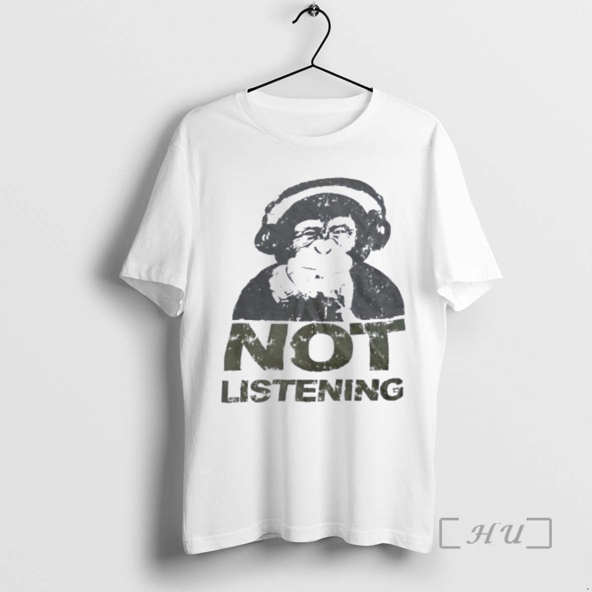 Officials Monkey Wearing Headphone Not Listening