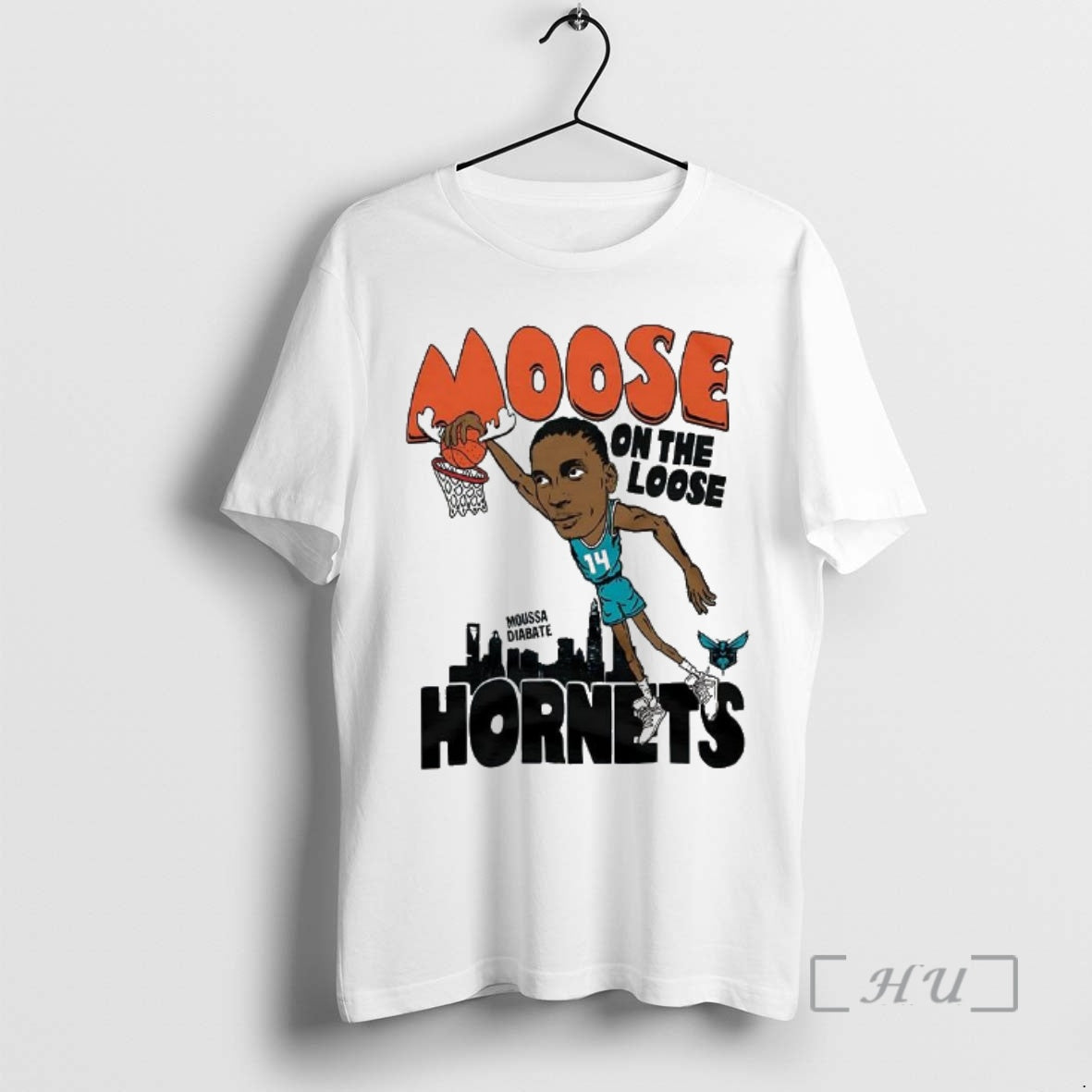 Officials Moussa Diabate Charlotte Hornets Nba Moose On The Loose Hornets Dunk Cartoon Premium