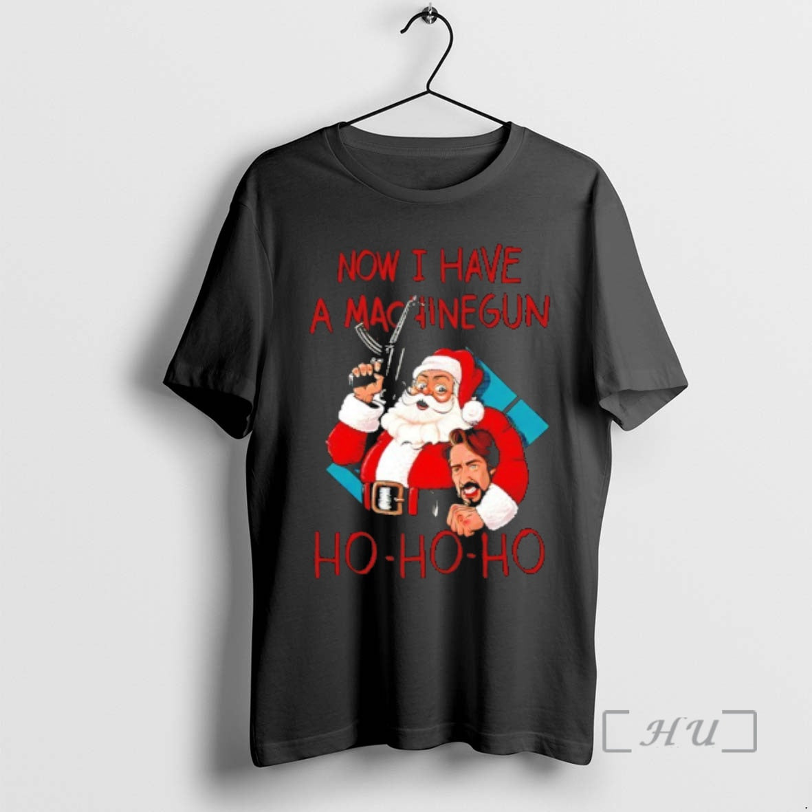 Officials Now I Have A Machinegun Santa Ho Ho Ho Christmas Copy Premium T Shirts