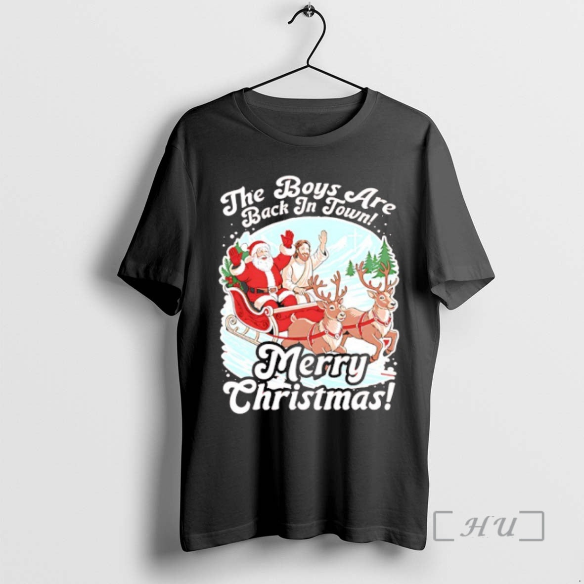 Officials The Boys Are Back In Town Merry Christmas Santa Jesus Premium T Shirts Sweater