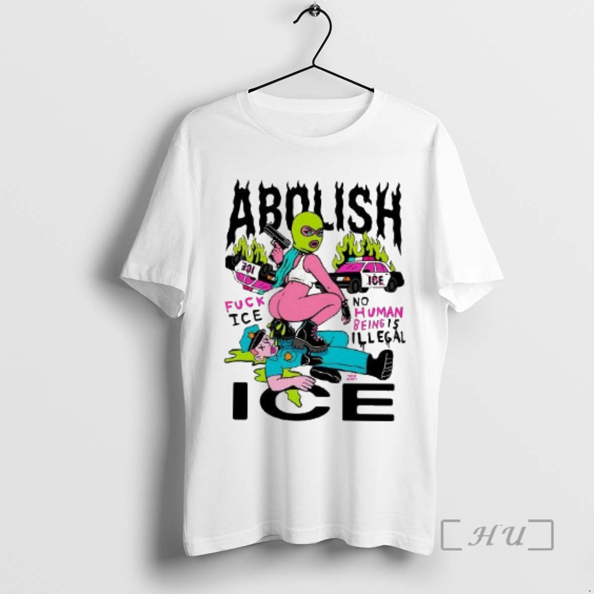 Officials Women Resist Police No Human Being Is Illegal Abolish Ice Caricature Woman Premium