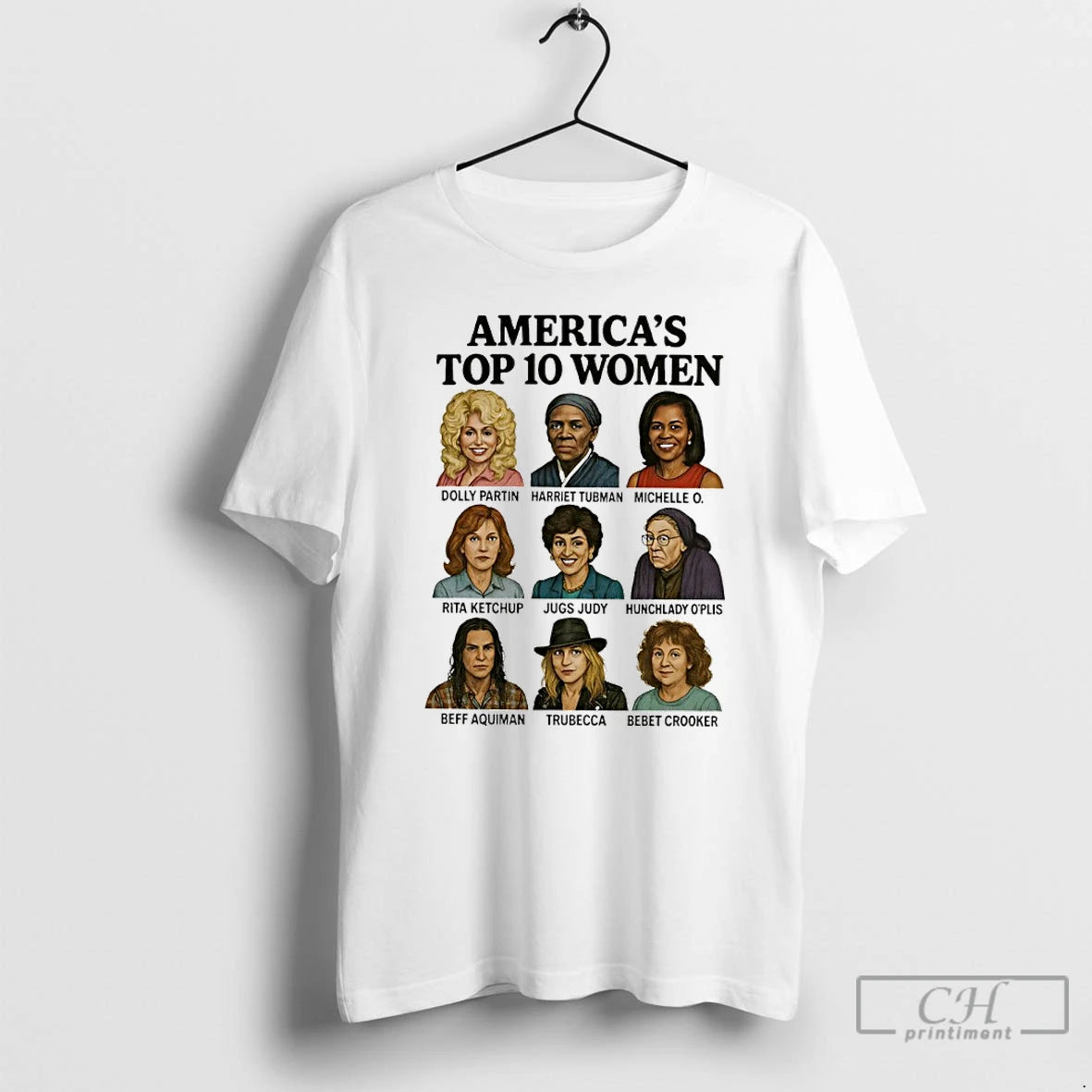 Premium Americas Top 10 Women Dolly Partin Harriet Tubman Michelle O Cartoon T Shirts Sweater