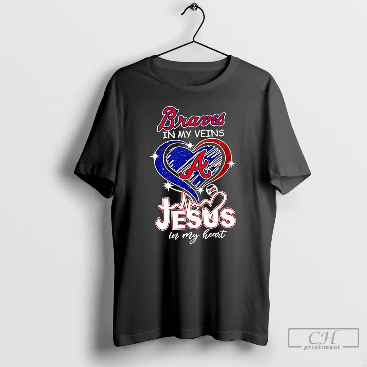 Premium Atlanta Braves In My Veins Jesus In My Heart Baseball Graphic T Shirts Sweater