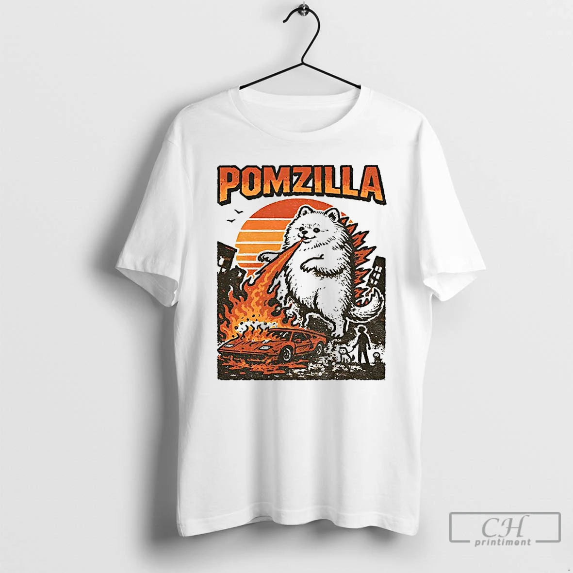 Premium Funny Pomeranian Godzilla