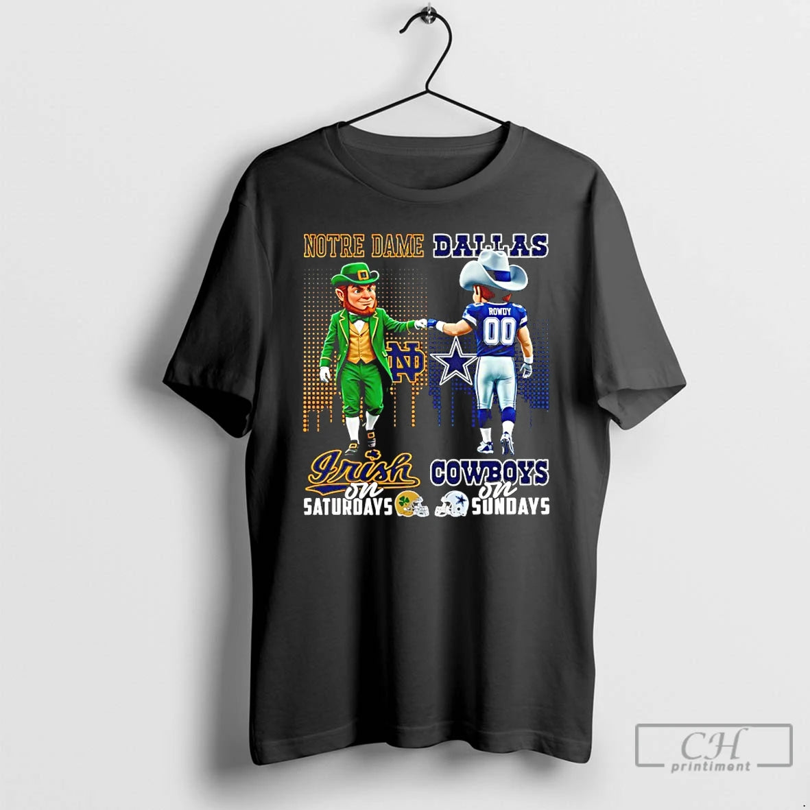 Premium Notre Dame Fighting Irish On Saturdays Vs Dallas Cowboys On Sundays Mascot Skyline