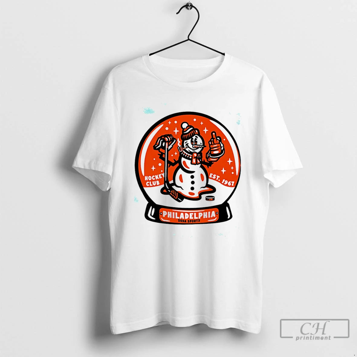 Premium Philadelphia Hockey Frosty Snowman Snow Globe