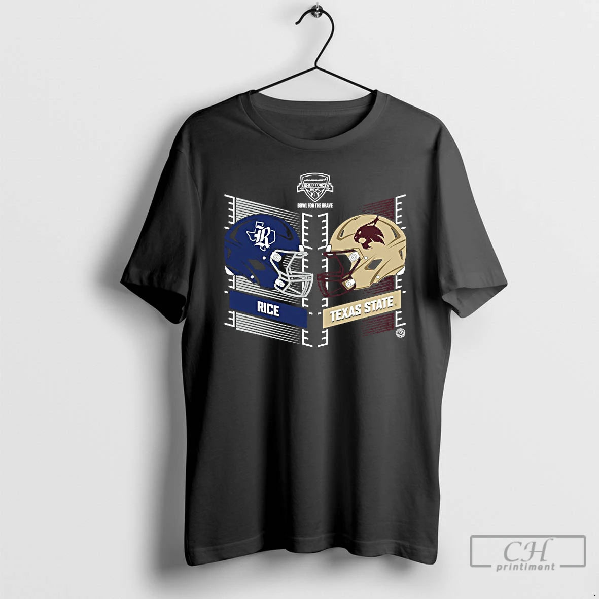 Premium Rice Owls Vs Texas State Bobcats Armed Forces Bowl Helmet 2025 T Shirts Sweater