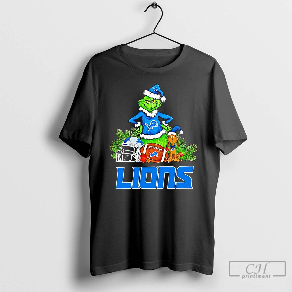 Premium The Grinch And Max Detroit Lions Christmas Helmet Items