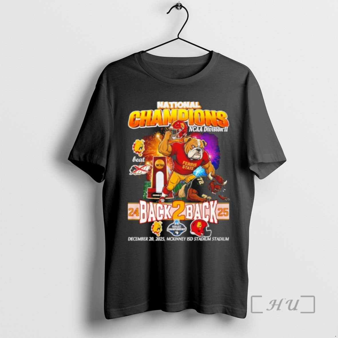Trending Ferris State Bulldogs Back 2 Back 24 25 National Champions Mascot Premium T Shirts