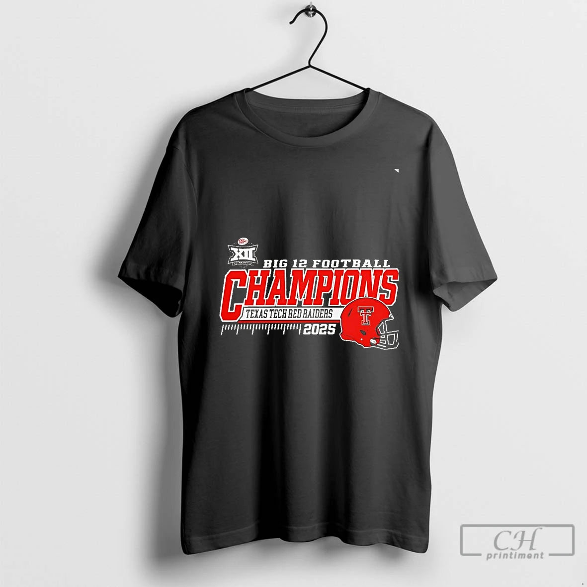 Classic 2025 Big 12 Football Champions Texas Tech Red Raiders Helmet Chriast T Shirts Sweater