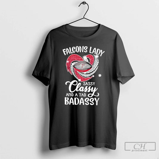 Classic Atlanta Falcons Lady Sassy Classy And A Tad Badassy Diamond Heart T Shirts Sweater