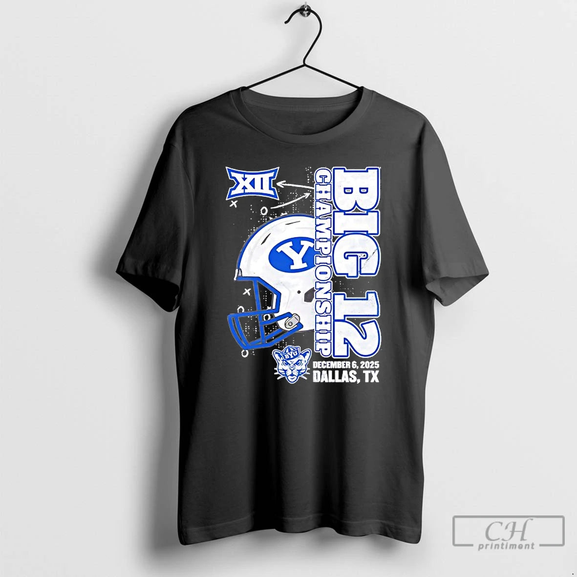 Classic Byu Cougars 2025 Big 12 Football Championship Vertical Helmet