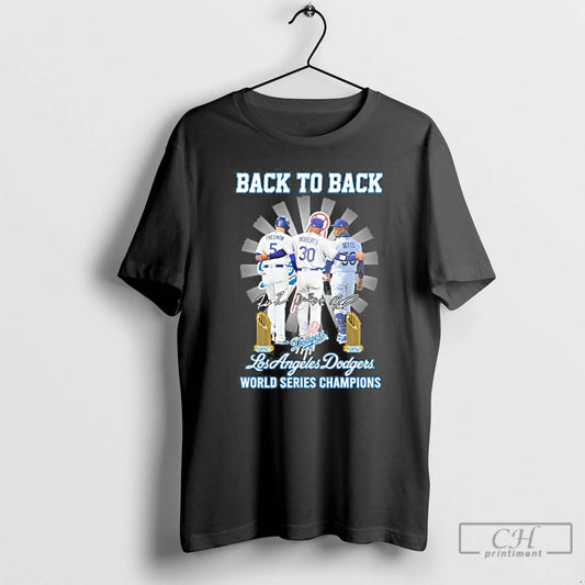 Classic Back To Back Freeman Roberts Betts Los Angeles Dodgers World Series Champions T Shirts
