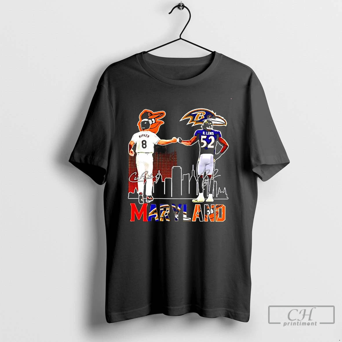 Classic Baltimore Ravens And Orioles Legends Cal Ripken Jr And Ray Lewis Signatures Graphic