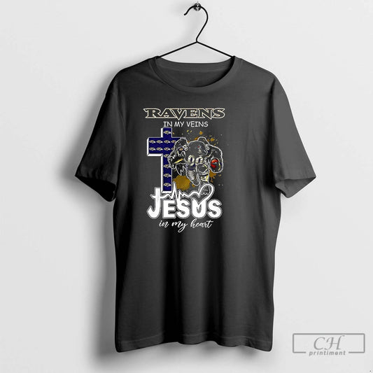 Classic Baltimore Ravens In My Veins Jesus In My Heart Mascot