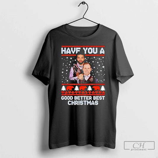 Classic Ben Johnson And Caleb Williams Good Better Best Christmas Football Ugly Pattern T Shirts