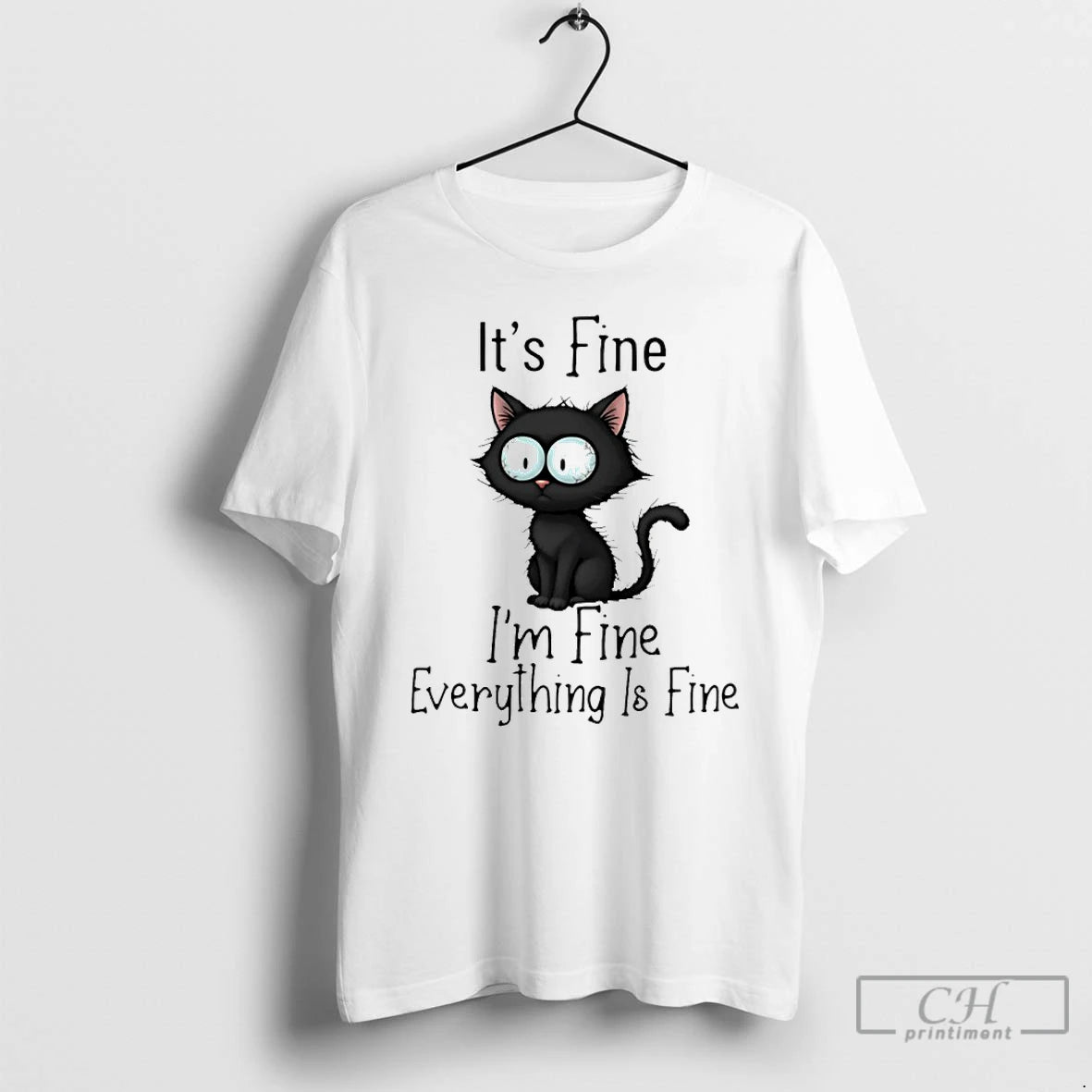 Classic Black Cat Its Fine Everything Is Fine