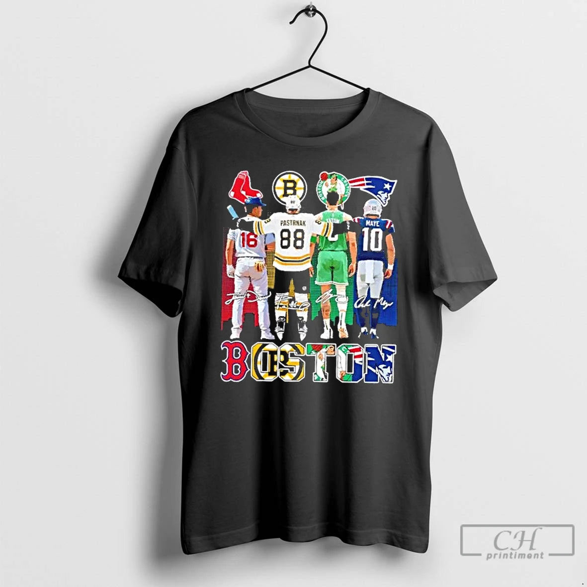 Classic Boston City Sports Teams Legends Skyline Signatures